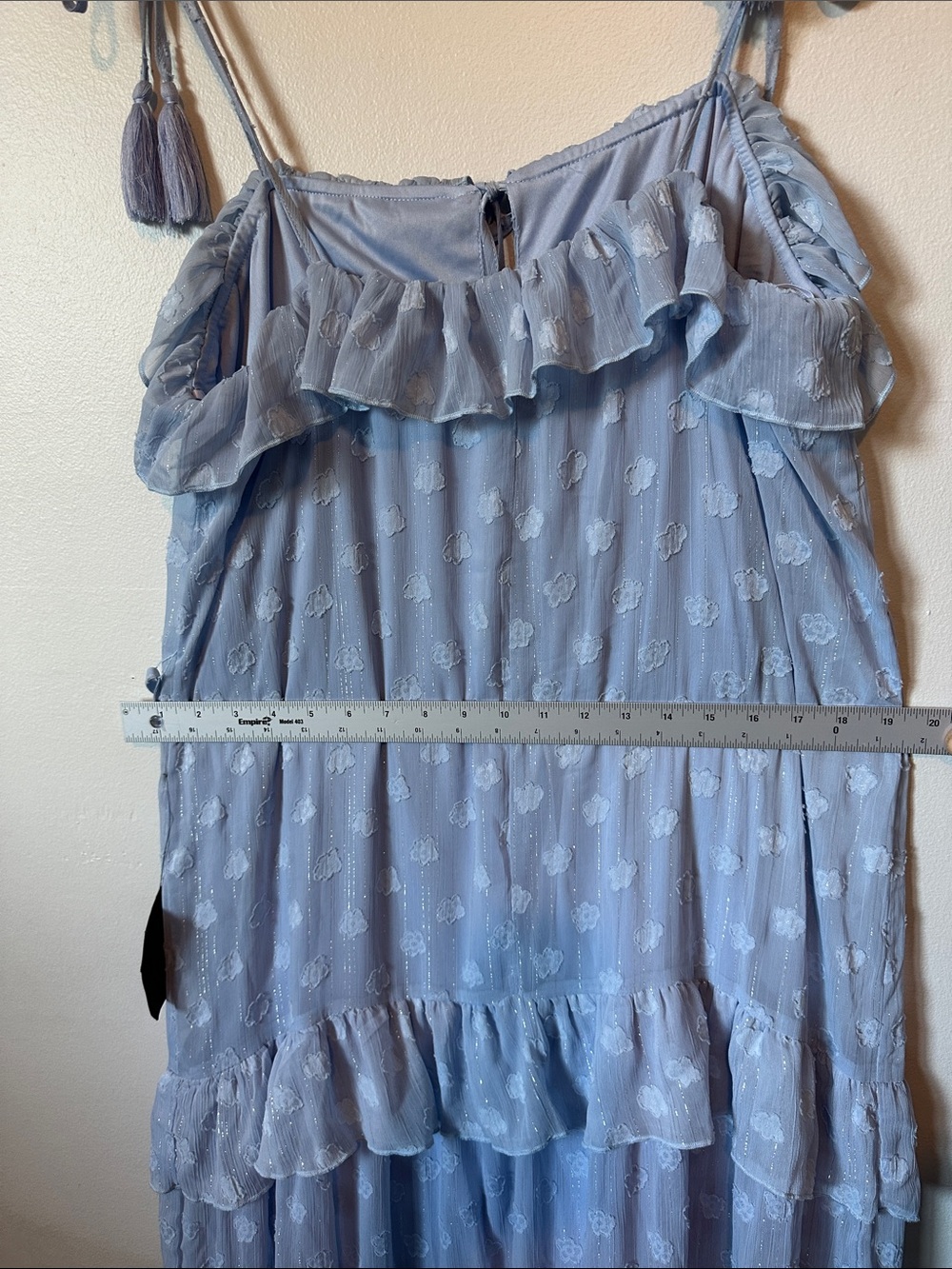 Lulus NWT Easily Adored Light Blue Floral Appliques Maxi Graduation Bridal Dress - Picture 10 of 13